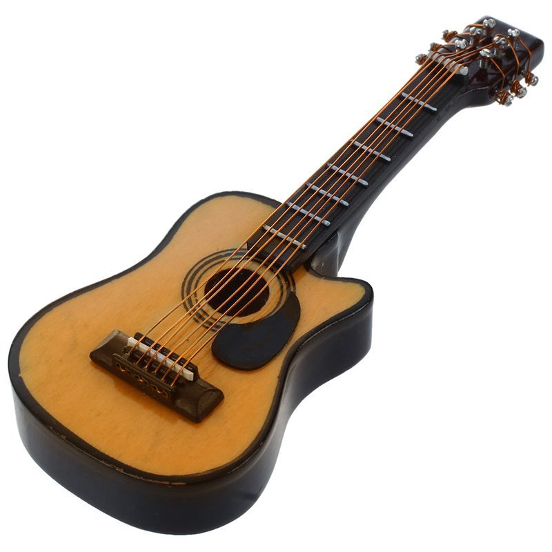 1:12 Dollhouse Miniature Music Instrument Acoustic Guitar Yellow and Brown red(null)