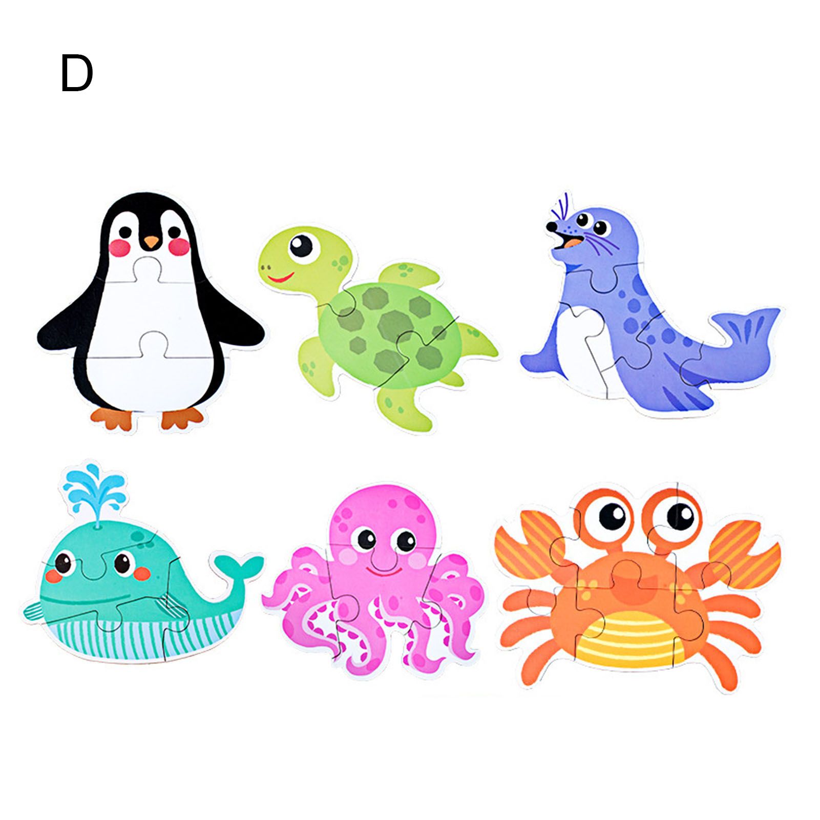 Cartoon Animal Vehicle Design Wooden Puzzle Jigsaw Kids Educational Toy Gift