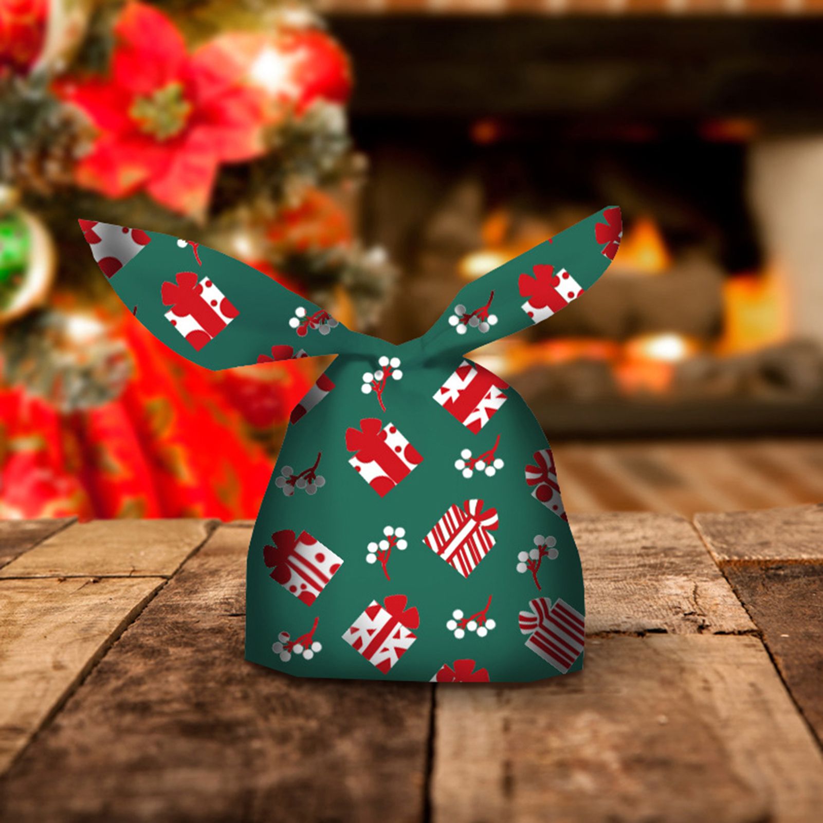 Christmas Gift Pouch Knoting Design Fine Texture Candy Pouch