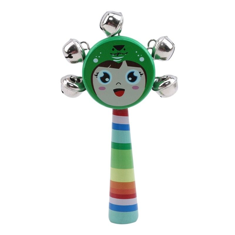 Musical Instrument Handbell Kindergarten Colorful Wooden Rod Bell Teaching Learning Education Tools Traditional Kids Toys