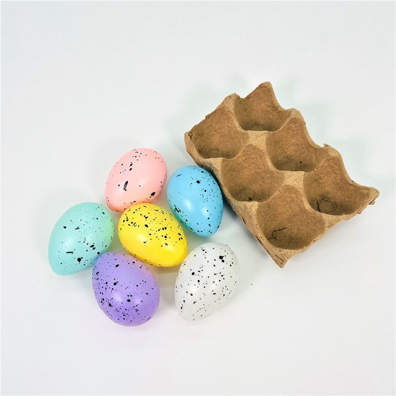 Colorful Spotted Easter Eggs 6-Pack Carton Decorative Clear Plastic Packaging