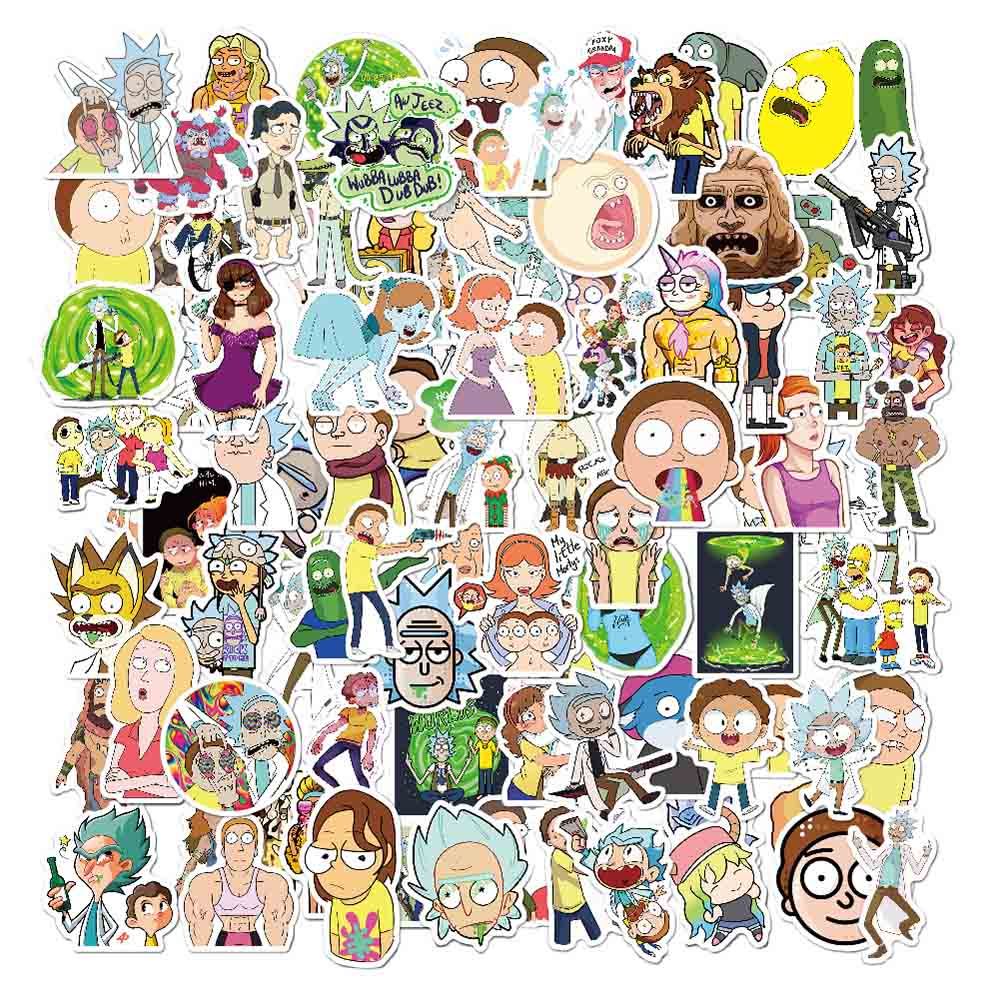 100Pcs/Pack Cartoon Rick and Morty  Anime Stickers On The Laptop Kids Stickers Toys For Car Motorcycle Skate Suitcase Scrapbook