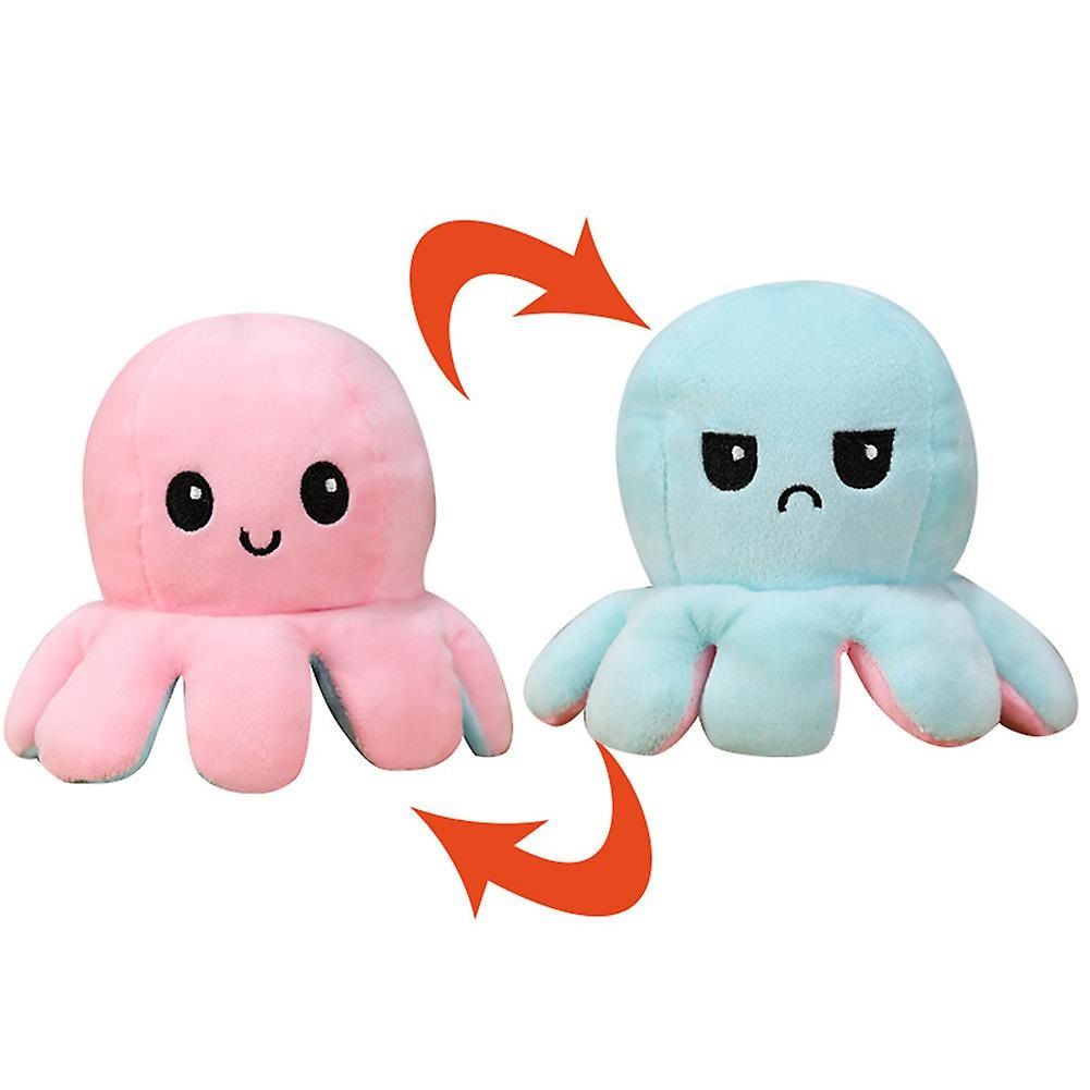 Reversible Flip Octopus Toys Double-sided Color Octopus Stuffed Doll Soft Simu-lation Animals Doll Children's Companion Doll Sleeping Pillow for Children Gifts