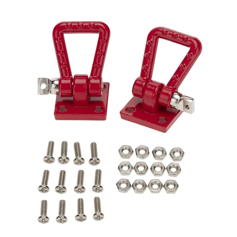 2pcs Metal Bumper D-ring Trailer Tow Hook for 1/10 RC Crawler Car Traxxas TRX4 Axial SCX10 90046 AXI03007 RC4WD,Red