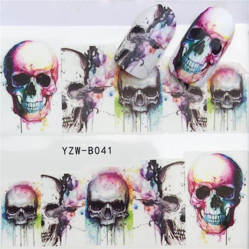 YWK Punk/Gradient Flower Series 3d Nail Stickers Decals Floral/Unicorn Adhesive Manicure Stickers Charm Nail Art Decoration