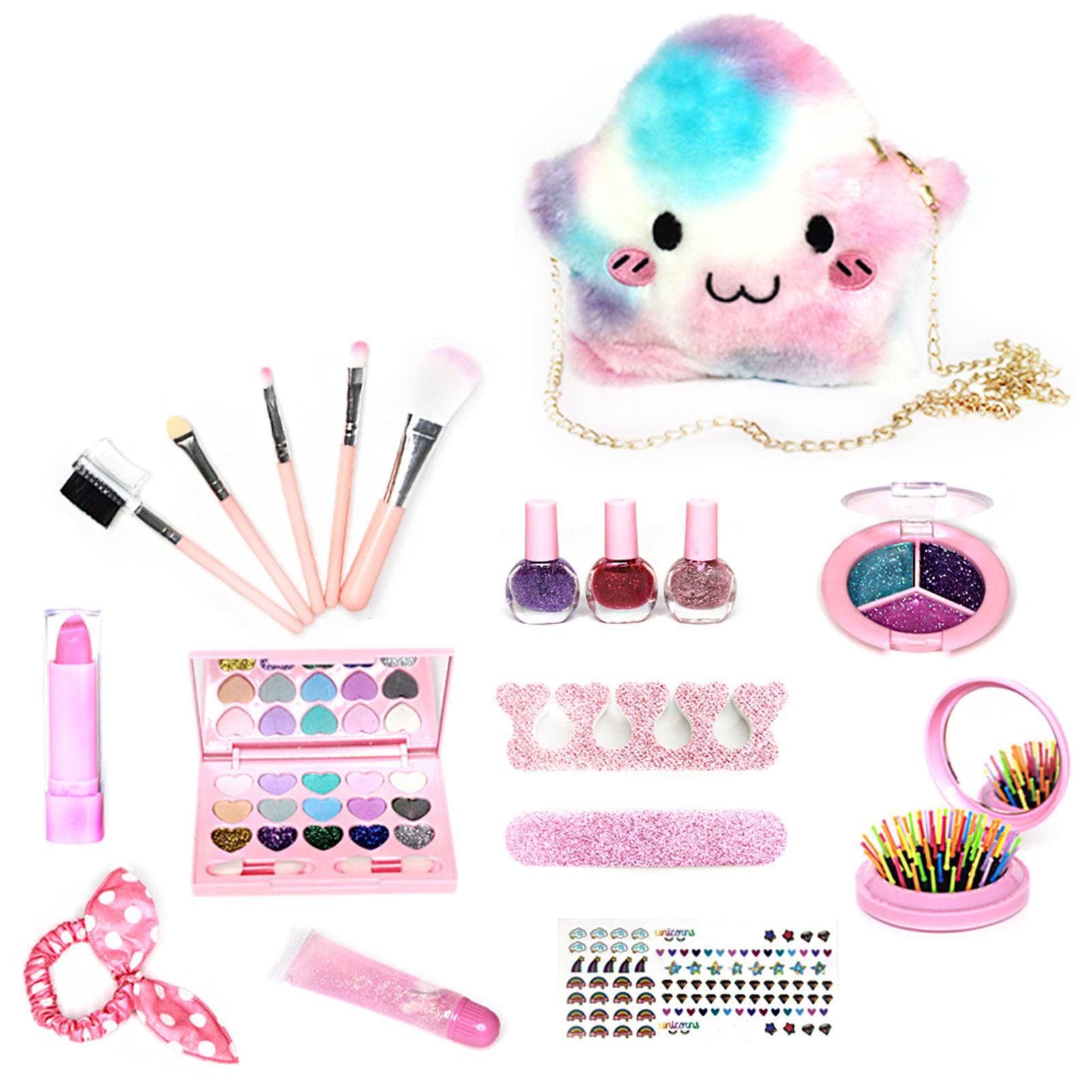 Children Girls Pretend Play Beauty Makeup Cosmetic Set Toy with Crossbody Bag