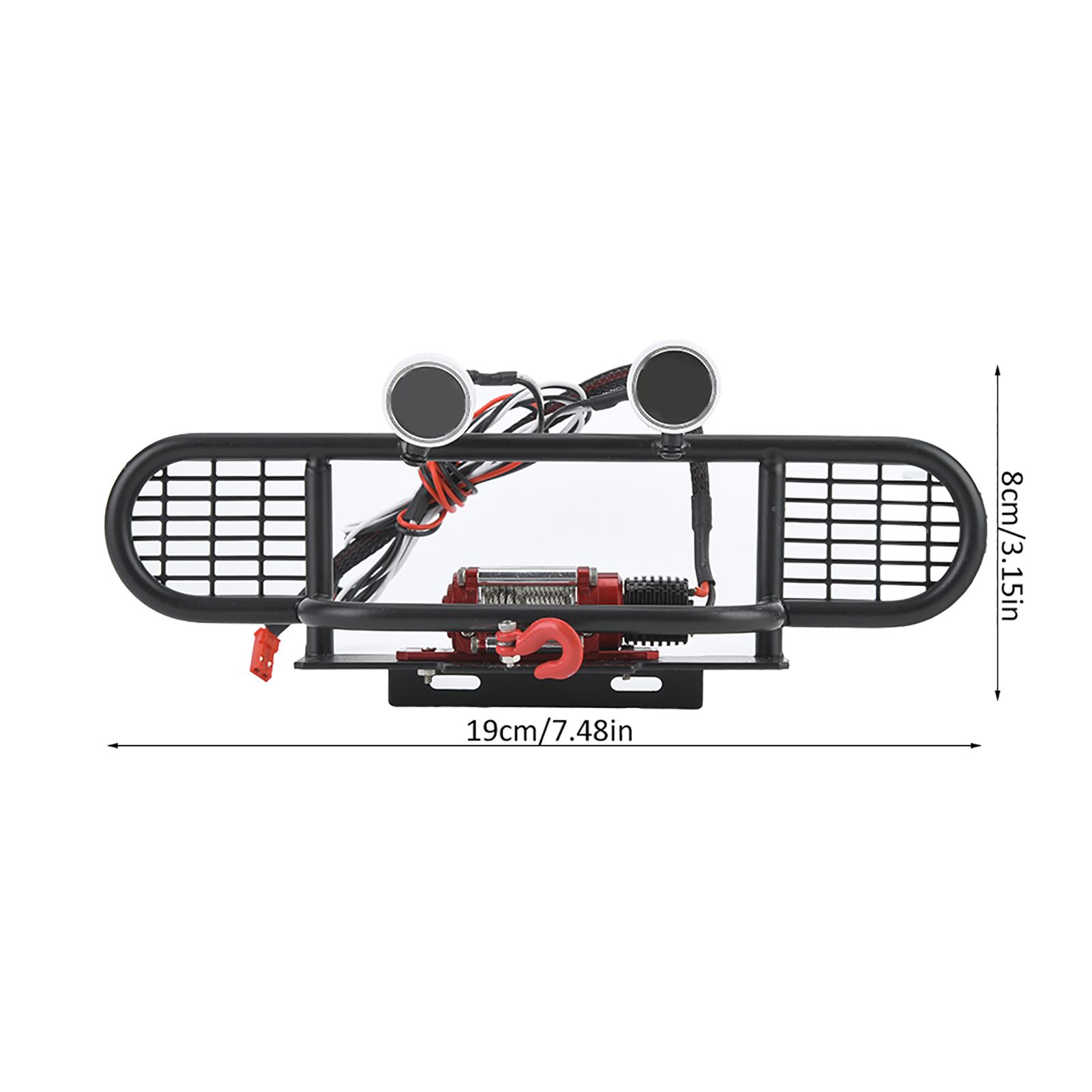 Front Bumper + Winch+2 Round LED+Remote Controller for Traxxax 1/10 RC Car ❤BM