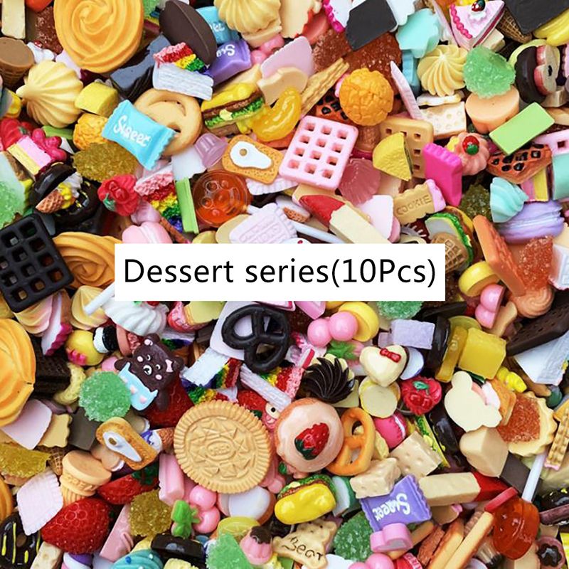 10Pcs Dollhouse Mini Lucky Bag Blind Box Cake Candy Bread Doll Food Kitchen Toy