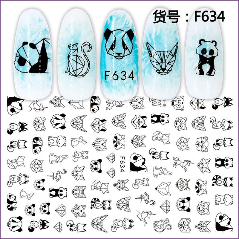 UPRETTEGO SUPER THIN SELF ADHESIVE 3D NAIL ART NAIL SLIDER STICKER LINEAR ANIMAL FASHION LADY FIGURE FLORAL TEXT F634-643