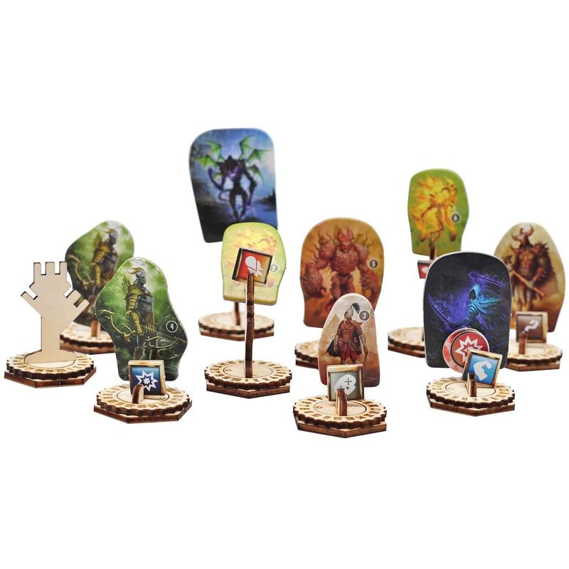 Monster Standee and Flying Stand Base with Health Tracker and Status Token Slots Set of 30 Wooden for Gloomhaven and Frosthaven