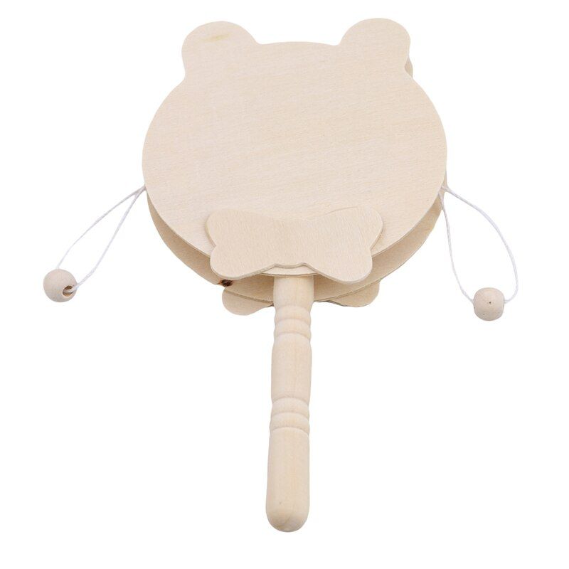 Baby Kids Cartoon Wooden Toy Chinese Traditional Rattle Drum Spin fun toys Hand Bell Music Toys Baby Stroller Comfort Toy Gift
