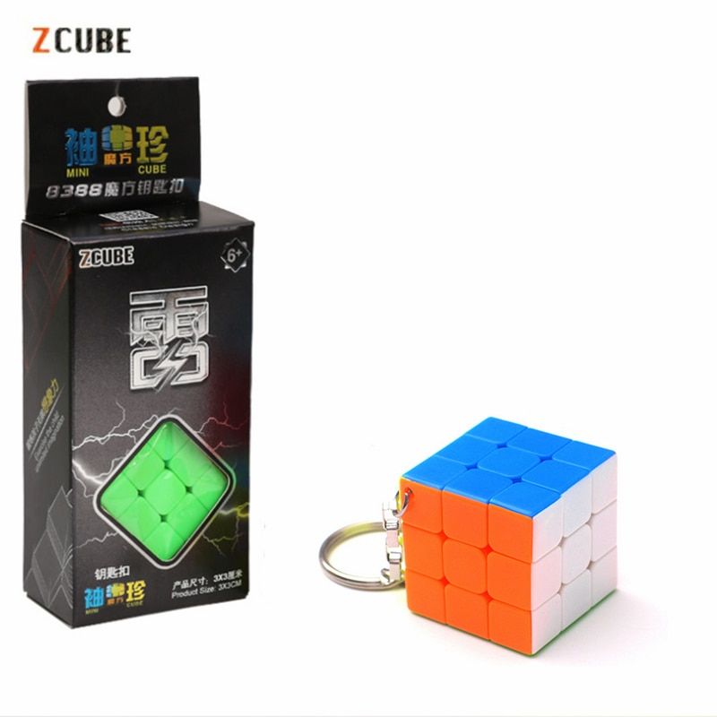 Zcube 3cm Keychain Magic Cubes 3x3x3 Puzzle Cubes Multicolor Cube Educational Toys for Children mini cube+retail package