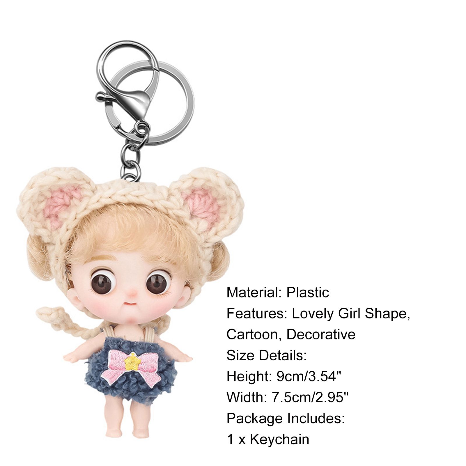 Doll Keychain Adorable Multi-functional Cartoon Girl Doll Keyring