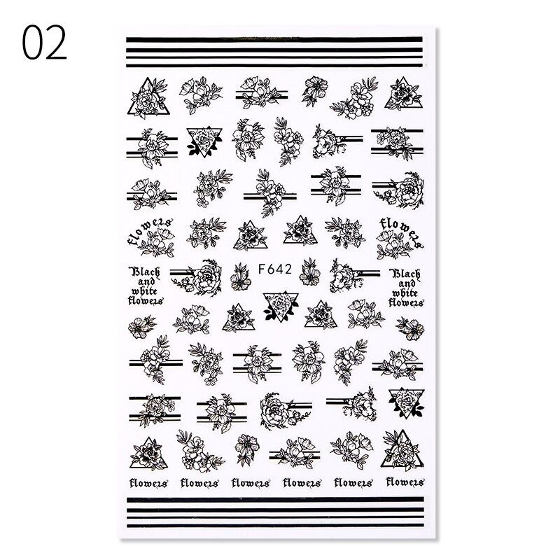 1 Sheet Green Leaves Flower 3D Nail Stickers Spring Simple Green Theme Transfer Lovely Decals Slider Nail Art Decorations