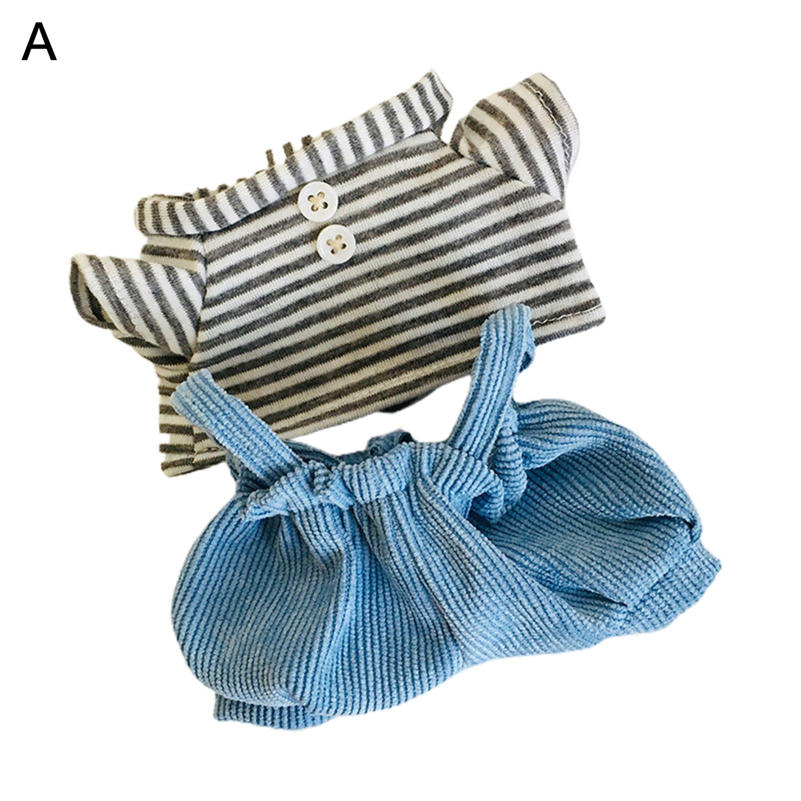 Childrenworld Doll Outfit Multifunctional Doll Striped Shirt Overalls Set