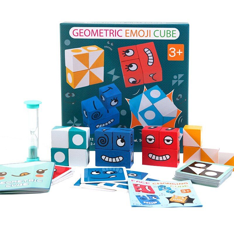 Wooden -Changing Cube Toy Interaction Toy Wooden Matching Game For Logical Thinking Training Suitable For 3+ Years