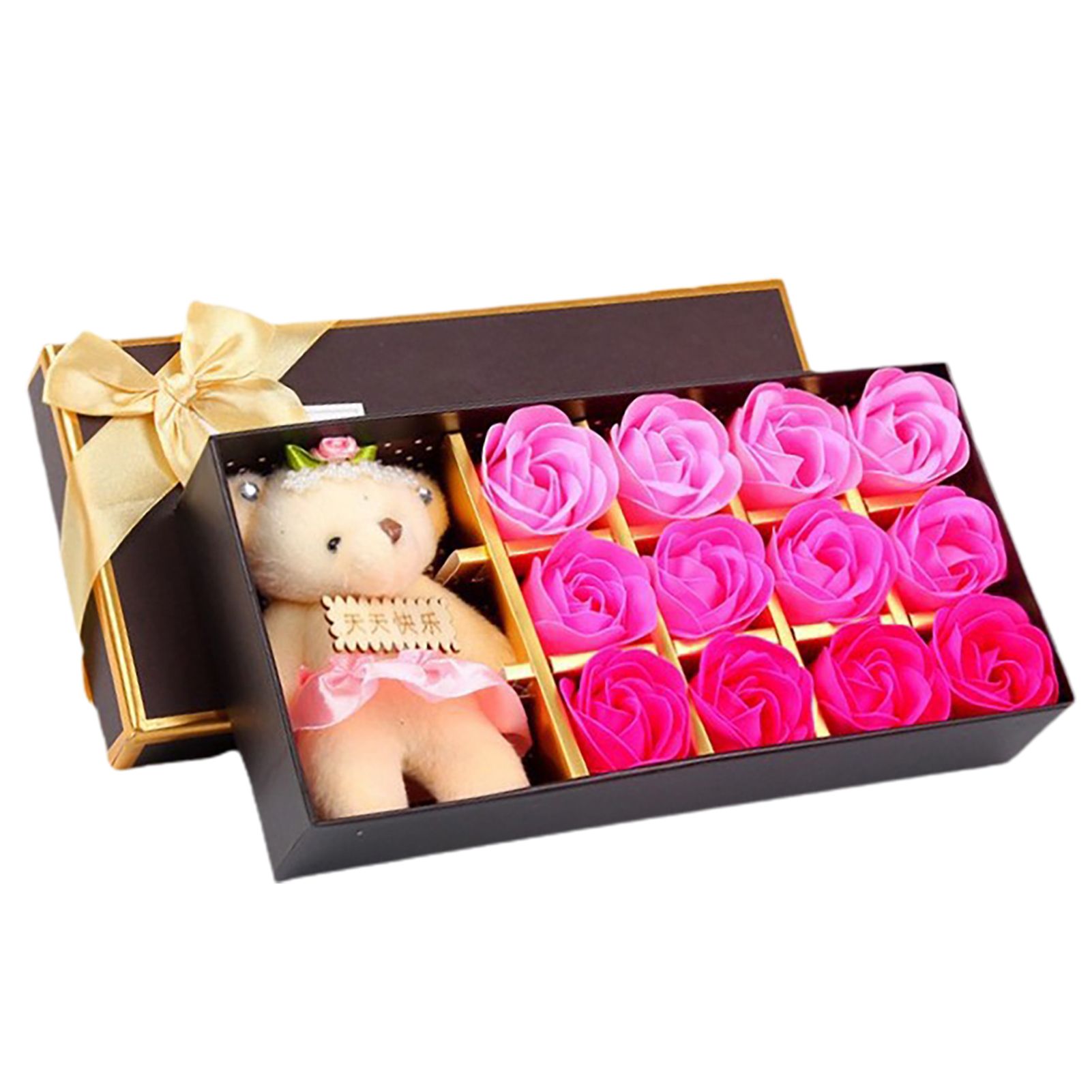 Artificial Soap Flower with Bear Doll Valentine's Day Artificial Soap Flower