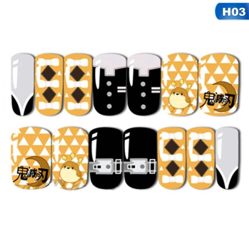 7pairs/set Anime Ghost Blade Nail Art Stickers Sliders Flowers Mandala Leaf Geometry Adhesive Nail Decals Foil Design Manicure