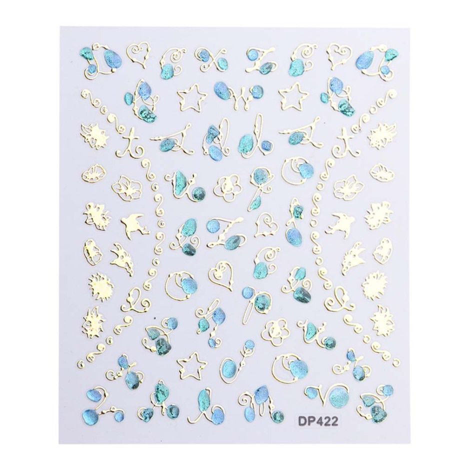 1pcs 3D Nail Art Stickers Heart Jewelry Transfer Adhesive Decal Flower Nail Slider Manicure Temporary Tattoos LEDP413-424-1