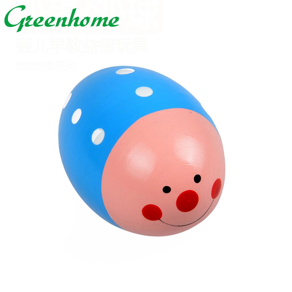 Greenhome Toddler Baby Wood Beetle Sand Egg Musical Instrument Educational Rattle Toy