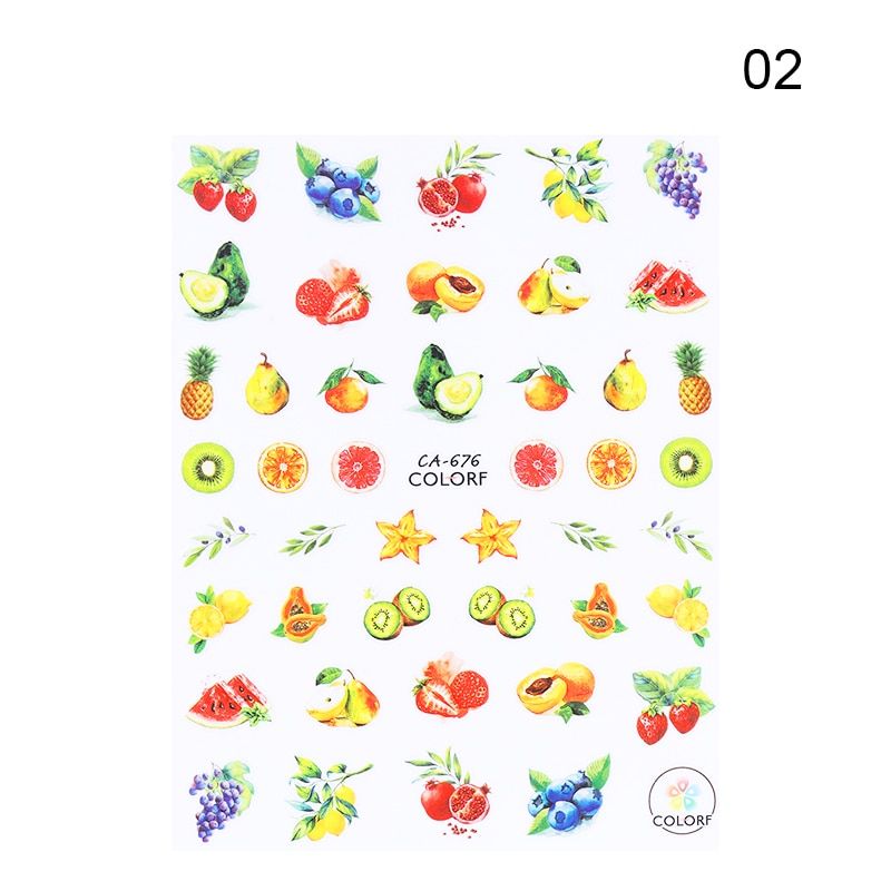 1PCS  Summer Fruit Stickers  Watermelon Apple Banana Peach Fruit Pattern Nail Decals Nail Wraps Slider Decoration
