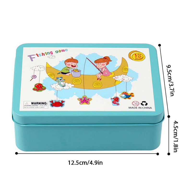 Wooden Fishing Toy Magnetic Fishing Game Set Marine Biological Congnition Baby Parent-child Interaction Learning Educational Toy