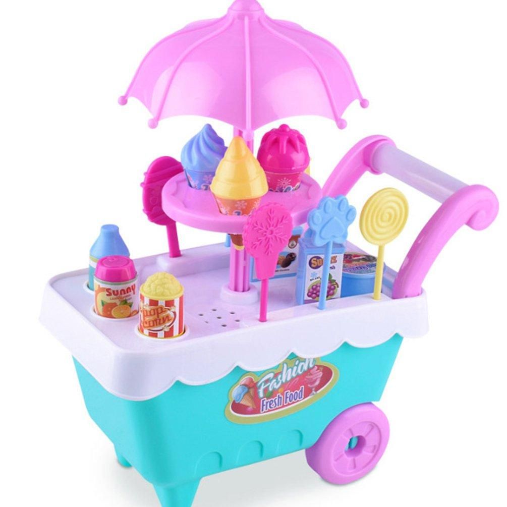 UR Kids Pretend Play Toy Simulation Ice-Cream Trolley Toy Set for Children