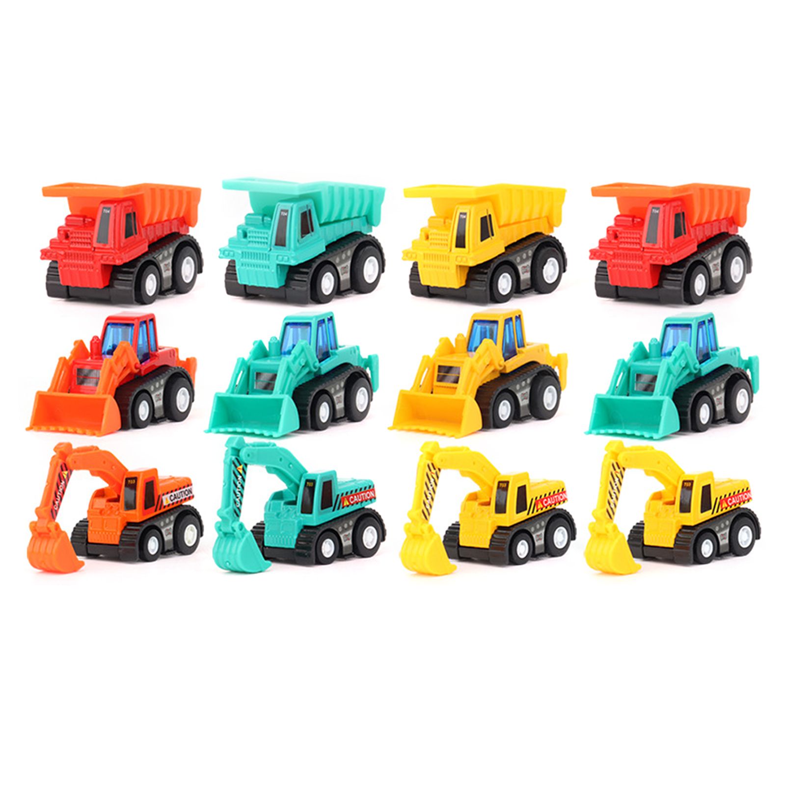 12Pcs/Set Pull Back Car Decorative Exquisite Workmanship Adorable Educational Pull Back Engineering Vehicle for Kids