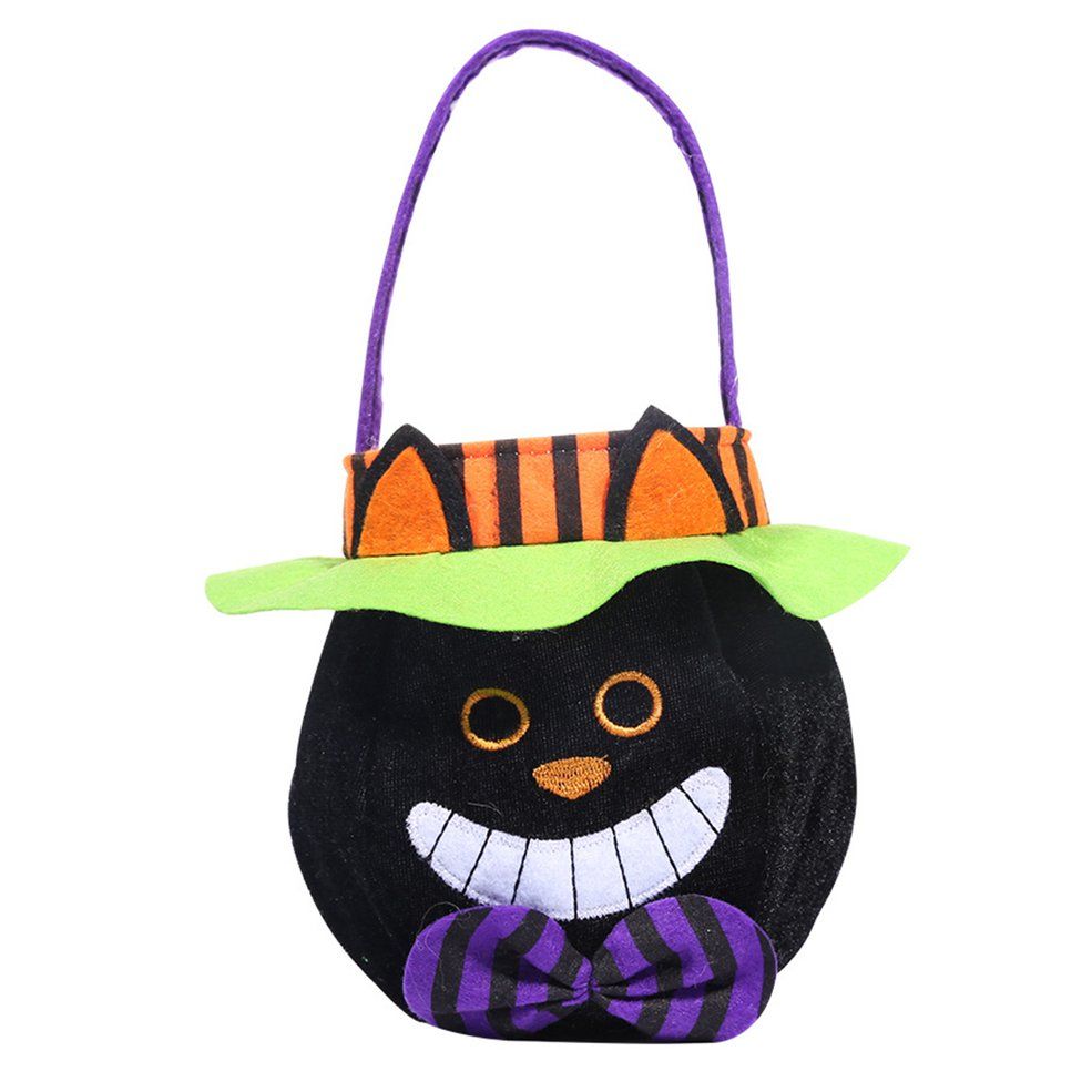 Cimiva Halloween Decoration Supplies With Hat Round Tote Bag Ghost Festival Children Exquisite Candy Gift Bag