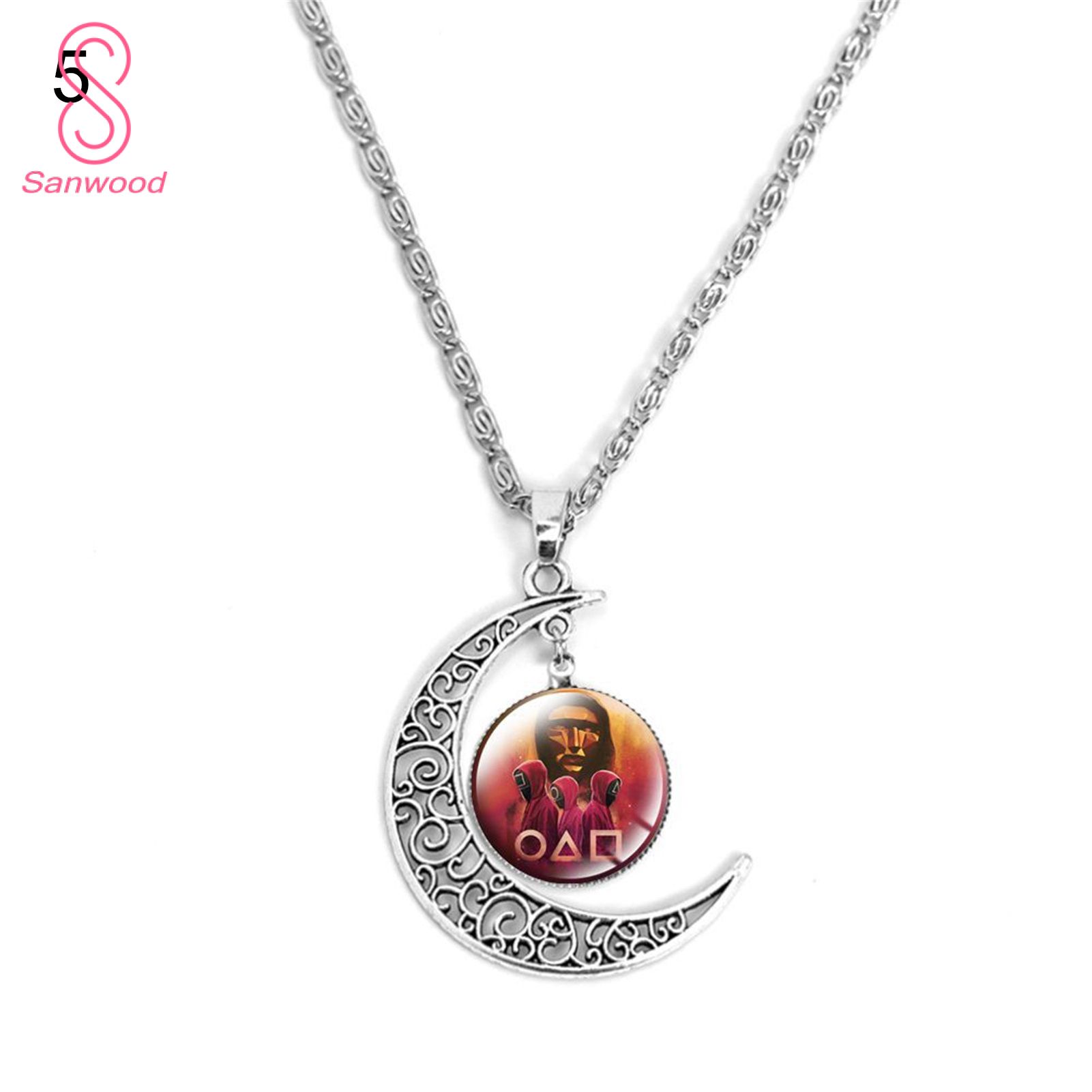 Moon Shape NeckSace Chic Fine Workmanship Zinc ASSoy Unisex Squid Game Moon Shape NeckSace for Party