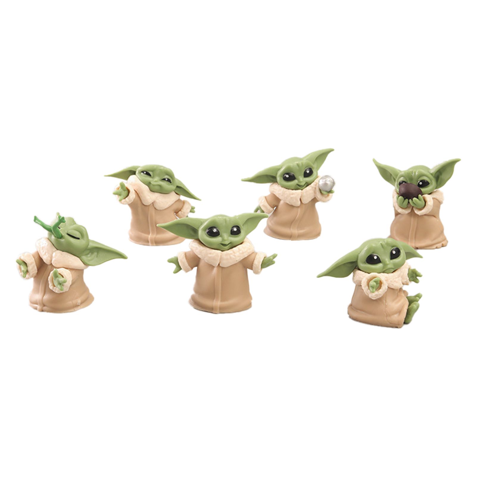 6Pcs/Set Small Yoda Toy Ornamental Funny Expression Multi-colored Mandalorian Small Yoda Ornament for Collection