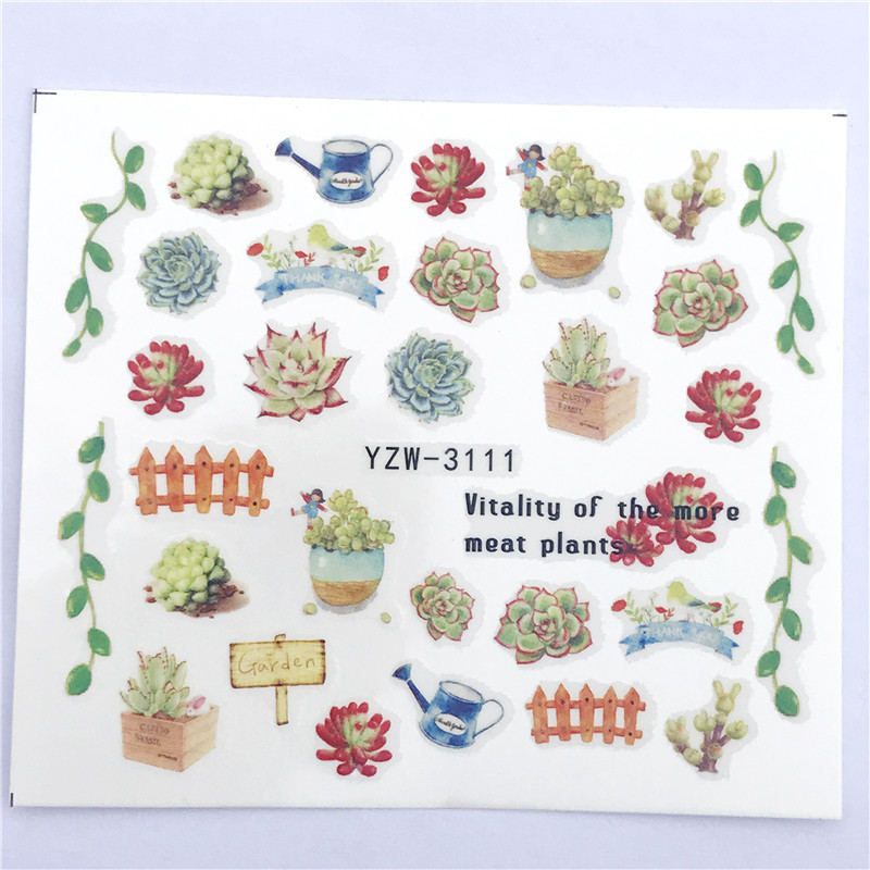 LCJ Flower Mixed Decals Nail Art Water Transfer Stickers Lavender / Dream Catcher / Grass Styles Nail Tip Decor DIY