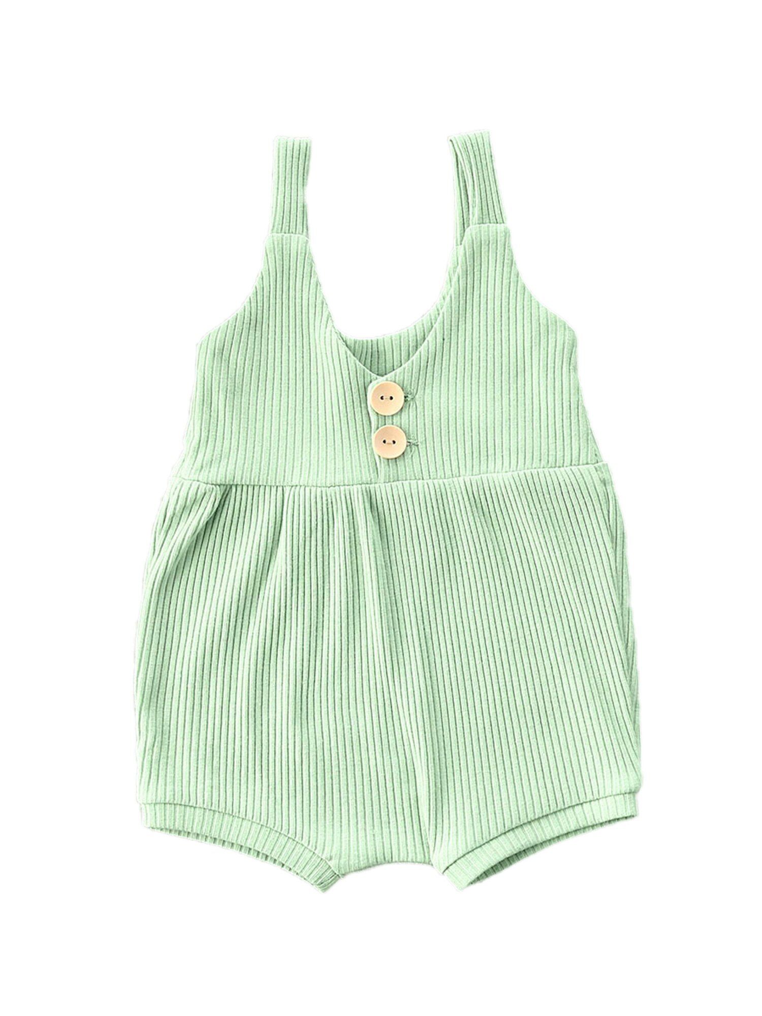 2020 4 Colors Baby Girl Clohtes 0-24M Sleevelees Solid Romper Jumpsuit Button Loose Playsuit Summer Cotton Clothes Outfits