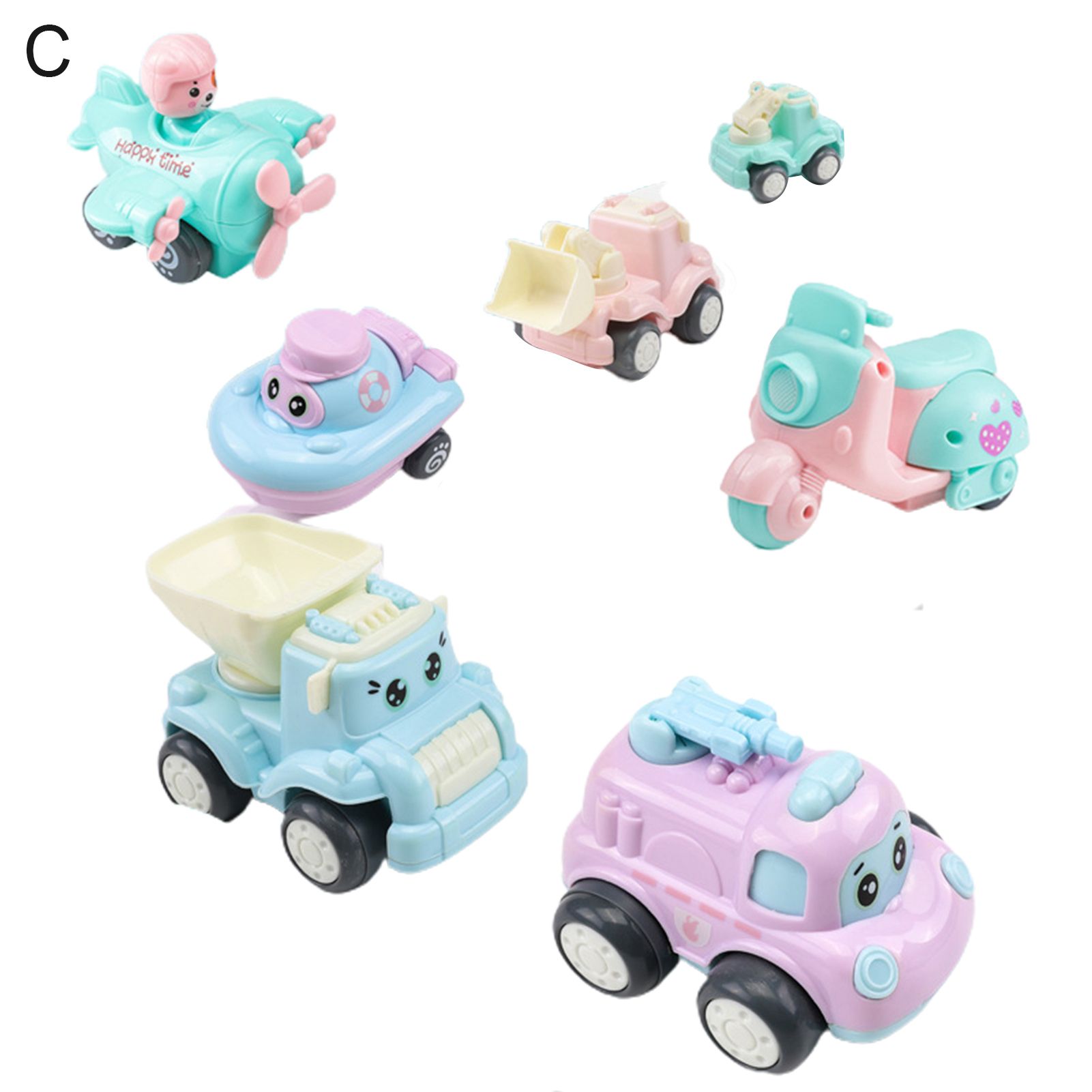 3/5/7Pcs Baby Mini Cartoon Construction Vehicle Pull Back Inertia Toy Car Set