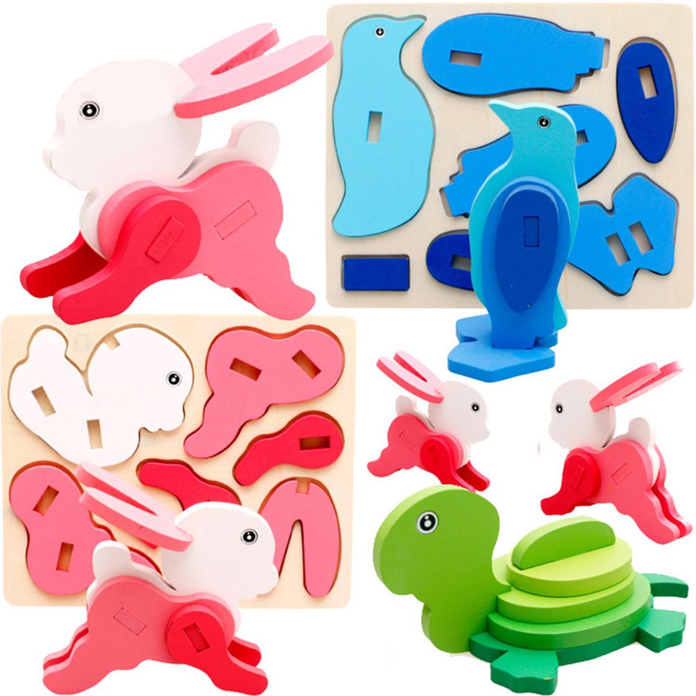 3D Animal Puzzles DIY Building Construction Handmade Craft Education Kids Toy
