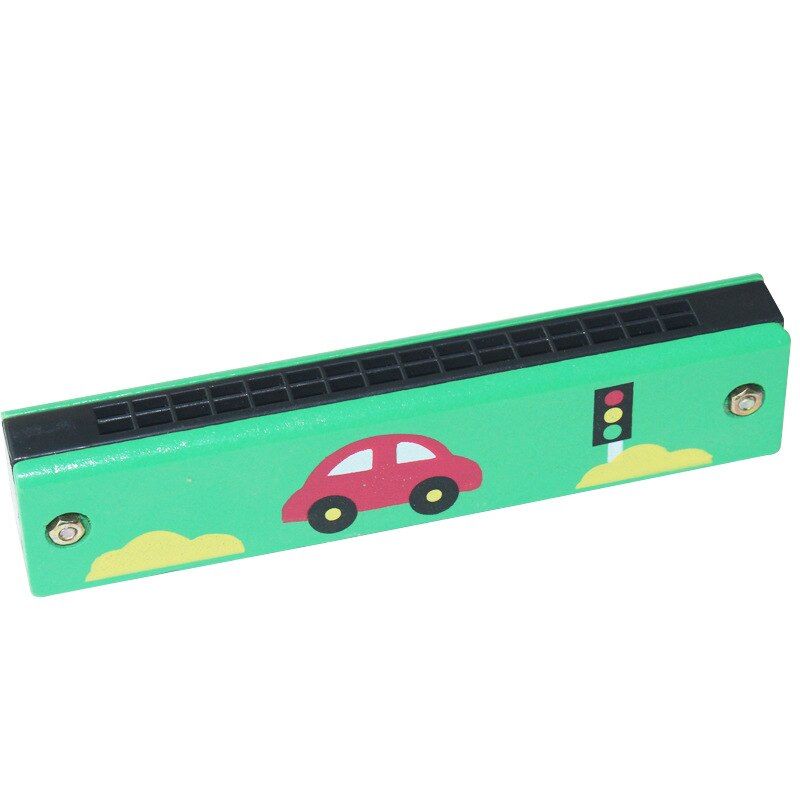 1Pcs Baby Harmonica 16 Holes Wooden Harmonica Creative Musical Instruments Double-Row Children Harmonica Early Education Toys