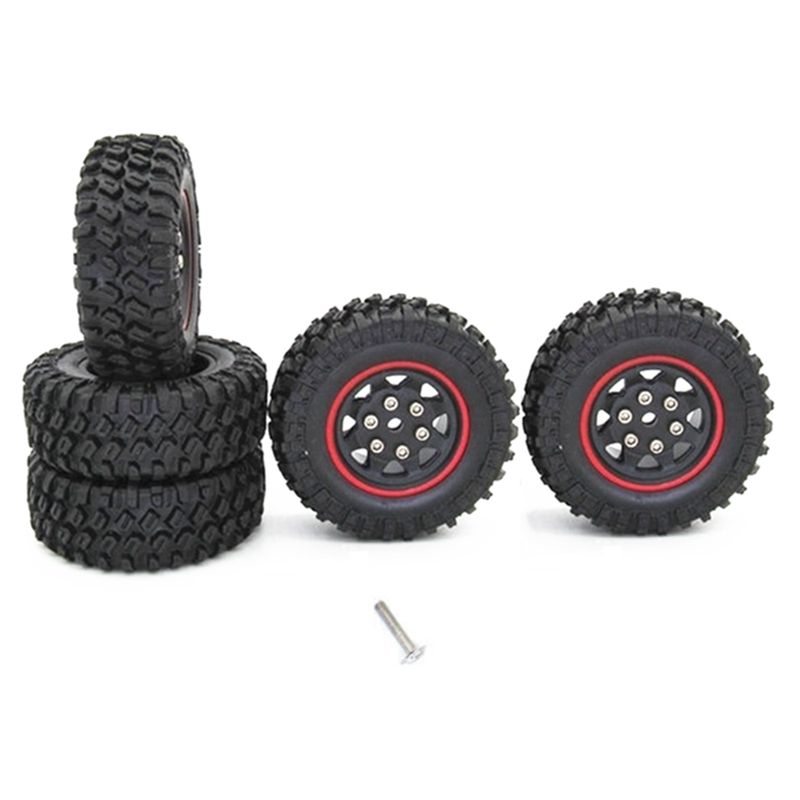 5Pcs Rubber Spare Tires Tyre Wheel Upgrade Accessories for XIAOMI XMYKC01CM JIMNY 1/16 RC Crawler Car Parts,Red