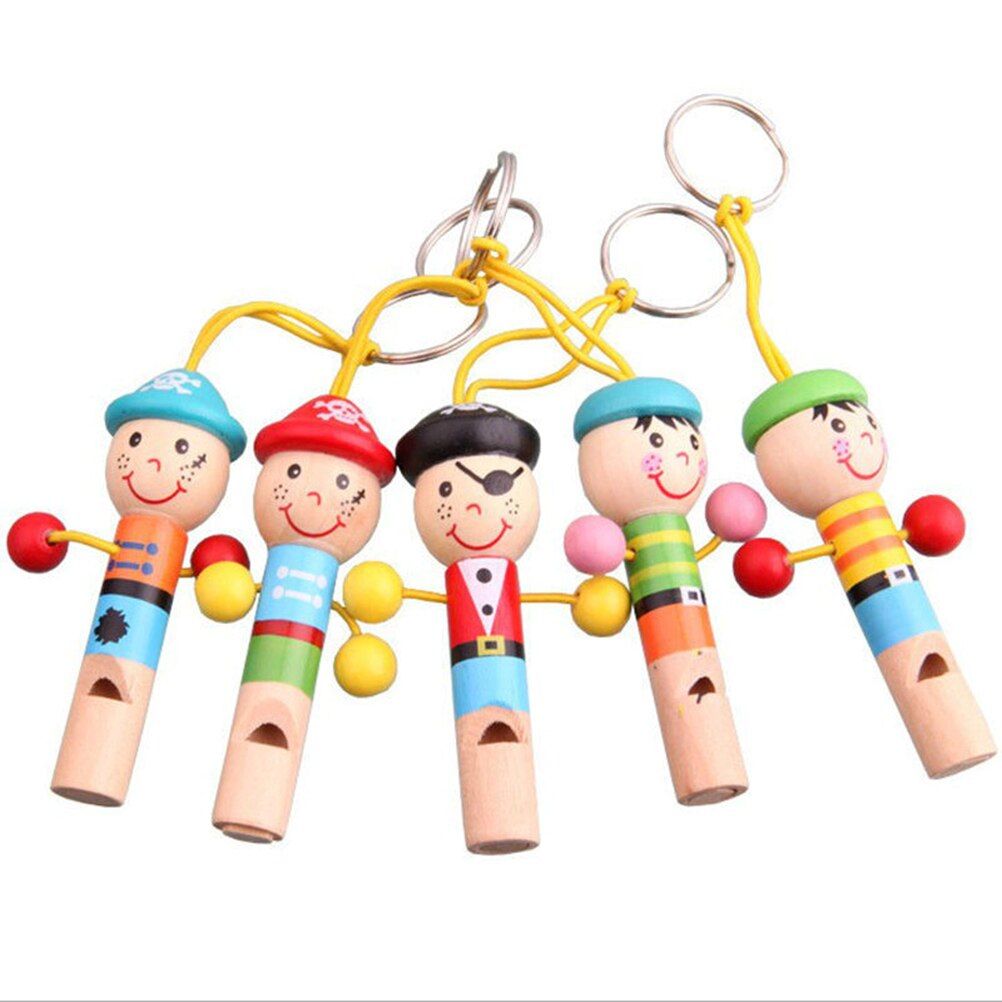 Kids Wooden Mini Whistle Pirates Styles Developmental Education Toy Wood Material Musical Instrument Toys Keychain Toys