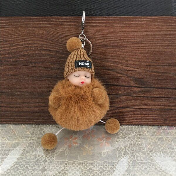 1PCS Cute Cartoon Doll Keychain Fur Ball Plush KeyChain Keyring Women Handbag Car Key Holder Bag Pendant Toys for Kids Gift