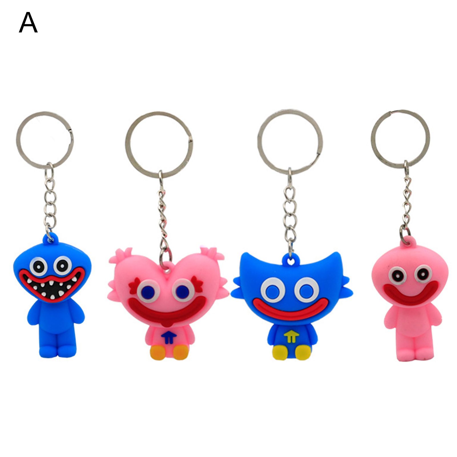 4Pcs Key Chain Cartoon Portable Plastic Detachable Ring Poppy Playtime Keychain for Bag