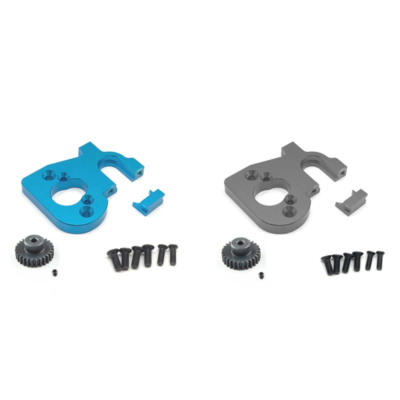 2set RC Car Motor Mount Holder with Motor Gear for Wltoys 144001 124019 124018 RC Spare Parts Blue & Titanium