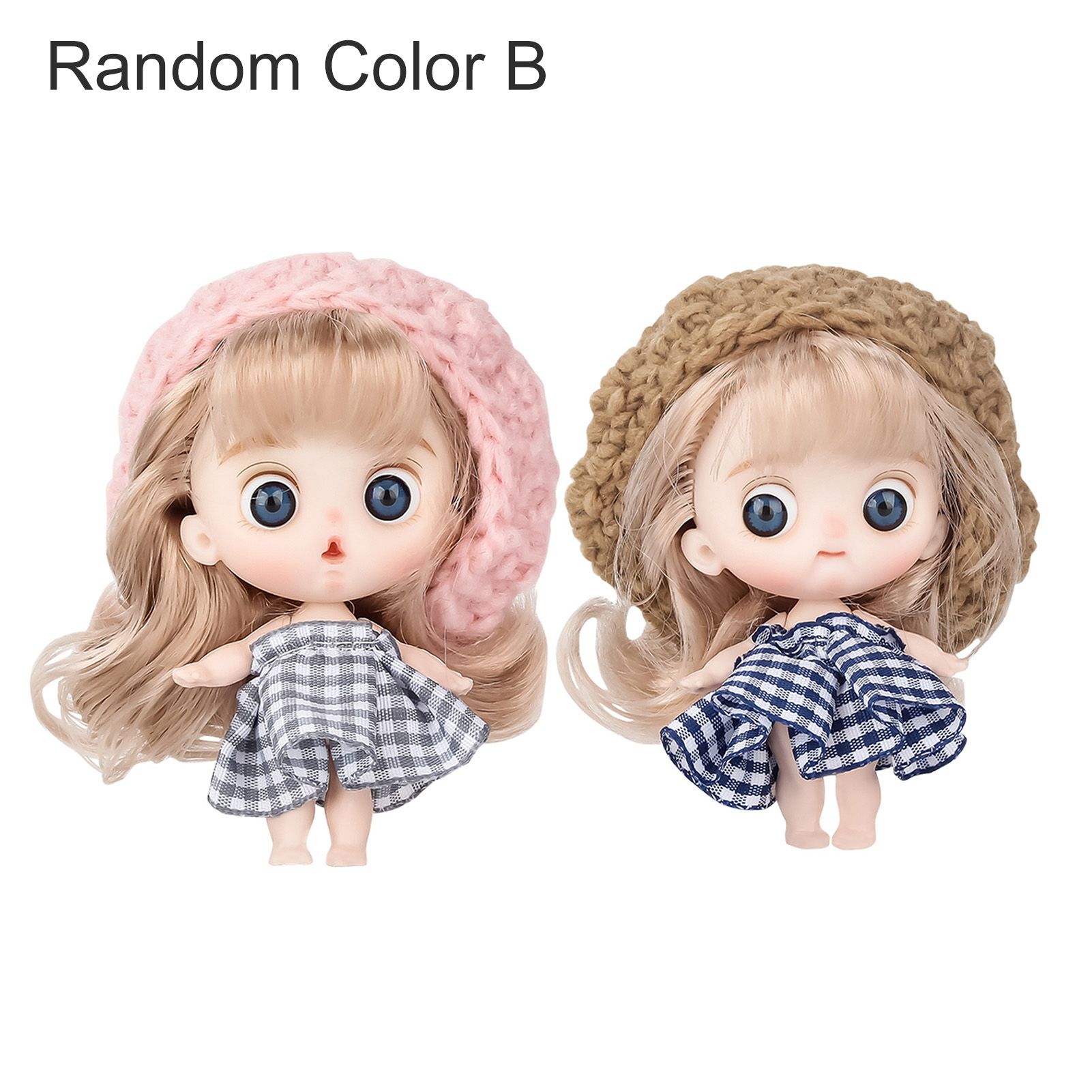 2Pcs/Set Doll Toy Vivid Expression Excellent Craftmanship DIY Joint Baby Big Eyes Clothes Dress Up Fashion Doll for Decor