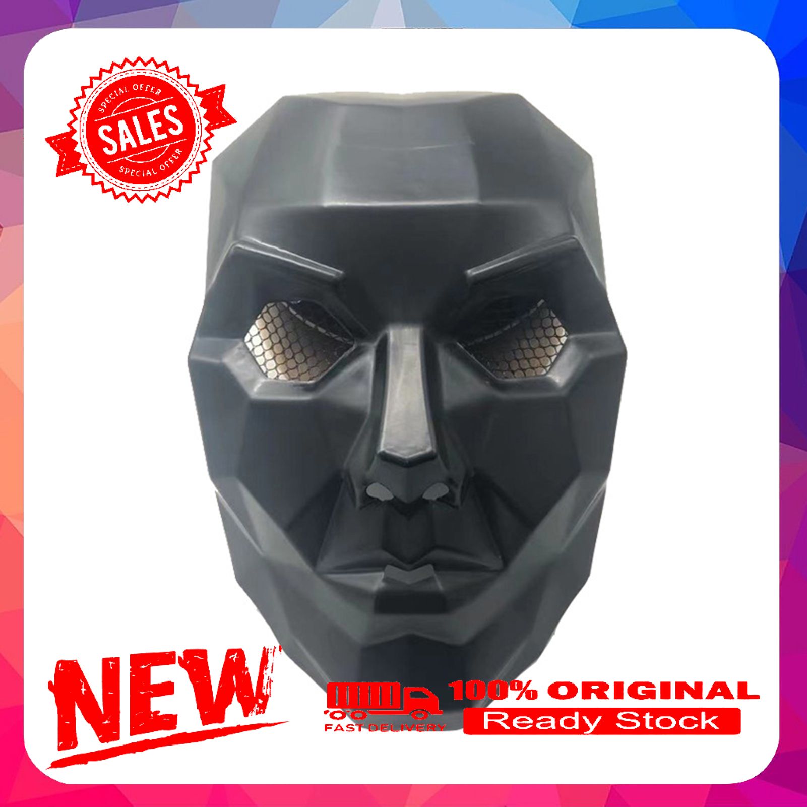Vist Fox Squid Game Face Cover 3D Effect Role Playing Black Korean TV Series Boss Facial Cover for Entertaining
