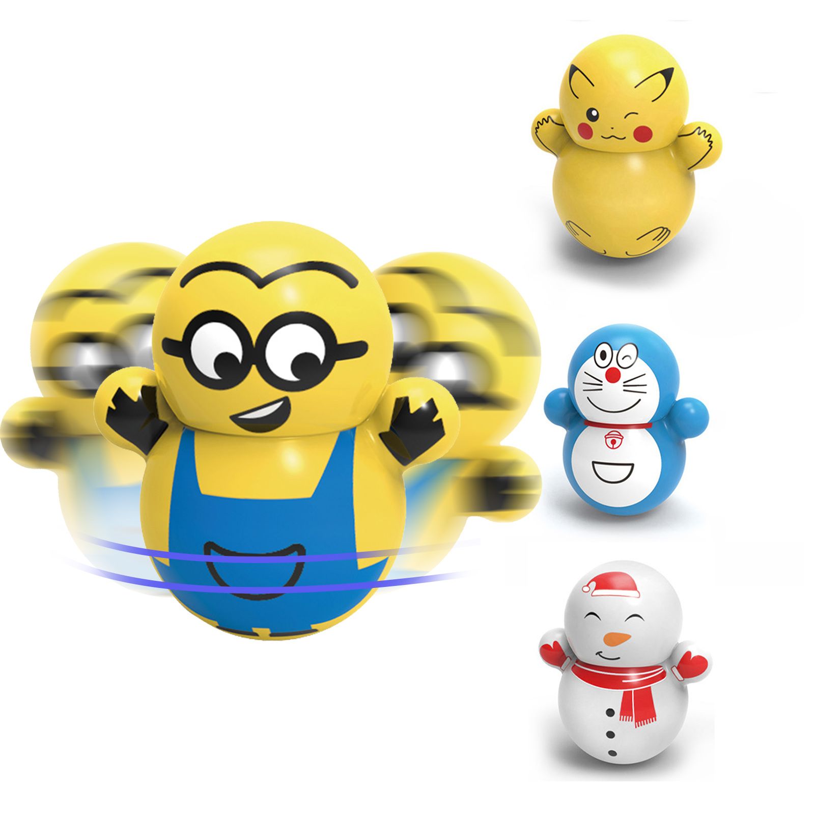 Livecity 5Pcs Minions Roly-poly Interesting Expression Cartoon Funny Doraemon Pikachu Roly-poly Tumbler Toys for Kids