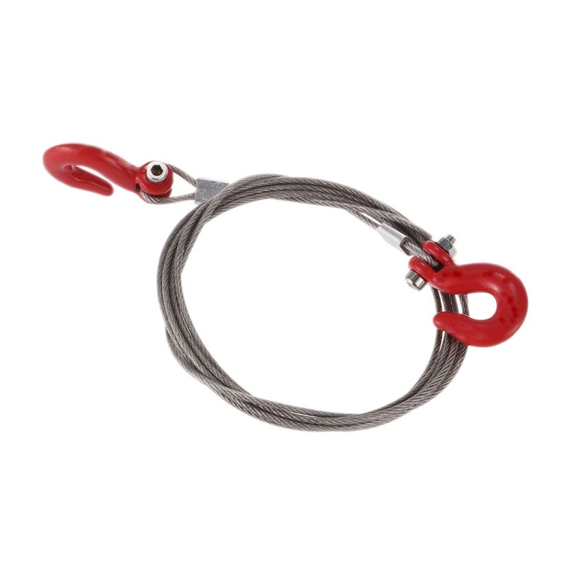 1/10 RC car Crawler Steel Tow Rope with Hooks for SCX10 Wraith Axial D90 Toy parts - Red + Silver
