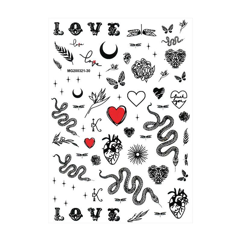 1 Sheet Black Snake Deisgn 3D Nail Sticker Serpentine Nail Transfer Foil Beautiful Nail Decals Nail Art Accessories