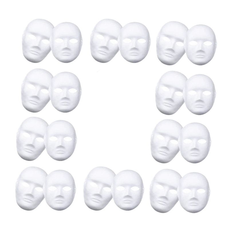 White ,12Pcs Halloween Full Face Blank DIY Dance Cosplay Party Plain Masquerade Paper to Decorate
