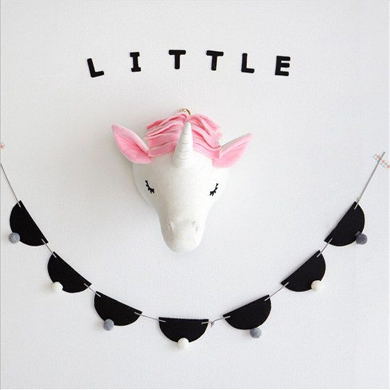 INS Nordic Cartoon Dinosaur Animals Head Plush Toy Unicorn Head Wall Decoration Painting Pendant Modern Minimalist Wall Hanging