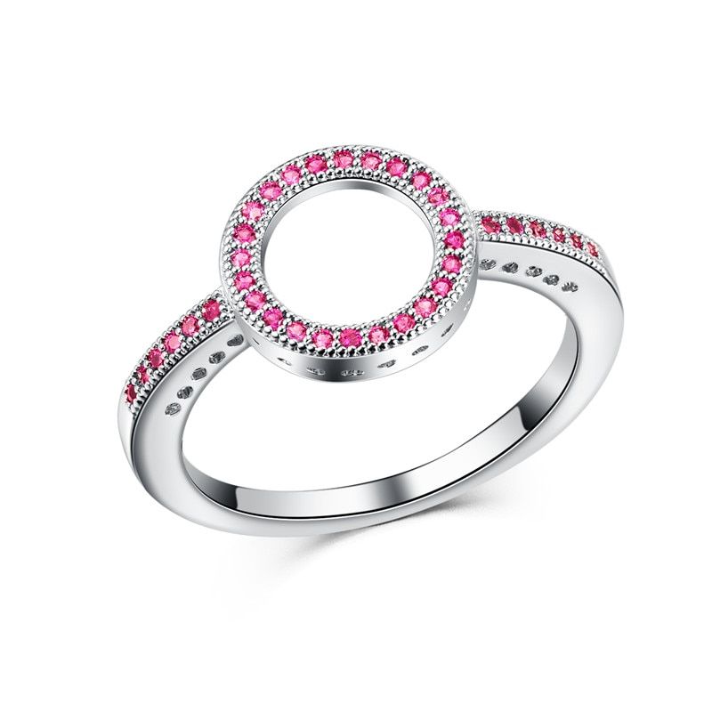 Huitan Hot Selling Circle Round Stone Finger Ring for Women Wholesale Jewelry Accessories Wedding Ring for Women Size 6 7 8 9 10