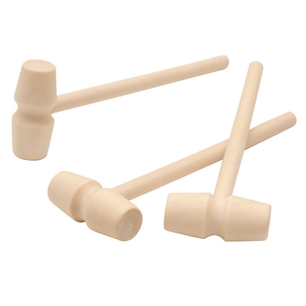 5Pcs Mini Wooden Unpainted Hammer Mallet Pounding Gavel Kids Educational Toy